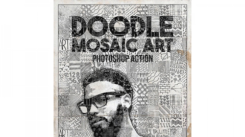 PS动作-涂鸦马赛克艺术Doodle Mosaic Art Photoshop Action