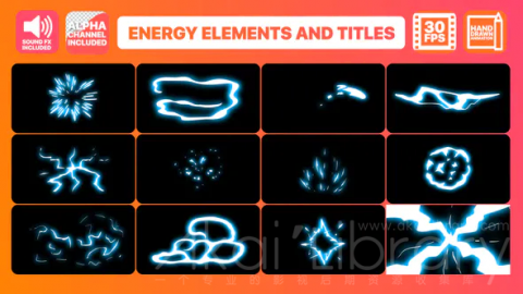 AE模板 手绘能量元素和标题 Energy Elements And Titles