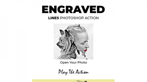 PS动作-雕刻线条Engraved Lines Photoshop Action