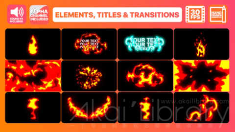 AE模板 手绘火焰元素标题和过渡 Fire Elements Titles And Transitions | After Effects