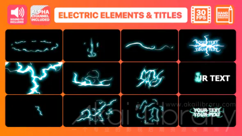 AE模板 手绘闪电能量卡通元素和标题 Flash FX Electric Elements And Titles | After Effects