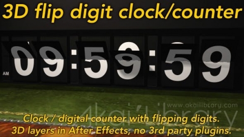 AE模板 翻转时钟 带分瓣翻转数字的三维计数器 Flipping Clock   3D counter with split flap   flip digit numbers