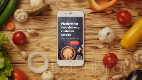 AE模板 平面网站演示 Food App Logo Reveal