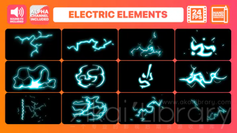 AE模板 手绘闪电能量元素包 Hand Drawn Electric Elements Pack | After Effects