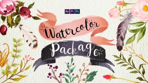 AE模板 手写水彩套装标题 Handwriting Watercolor Package