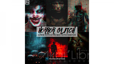 PS动作-恐怖故障Horror Glitch Photoshop Action