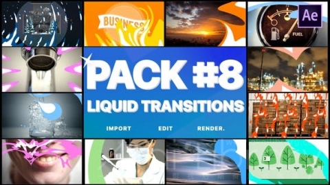 AE模板 液体过渡包 Liquid Transitions Pack 08  After Effects