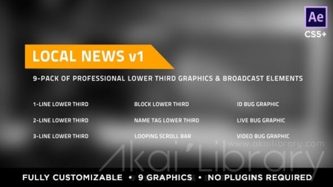 AE模板 栏目标题 Local News Elements Lower Third Package