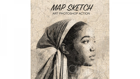 PS动作-地图素描艺术Map Sketch Art Photoshop Action