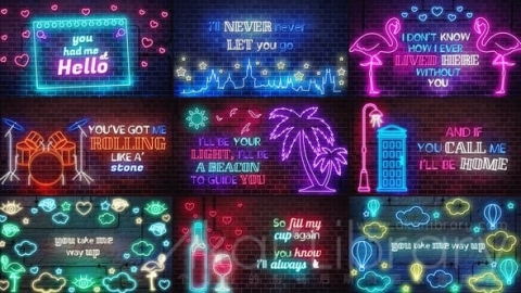 AE模板 霓虹灯歌词模板 Neon Lyrics Template