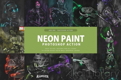 PS动作-霓虹画Neon Paint Photoshop Action