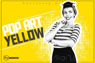 PS动作 波普艺术黄色动作Pop Art Yellow Action