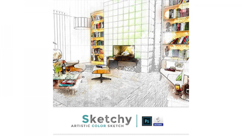 PS动作-艺术色彩素描Sketchy - Artistic Color Sketch  PS Action