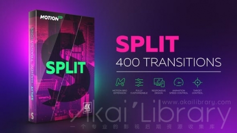 AE扩展预设脚本：变形扭曲无缝转场过渡动画工具包 MotionBro Split Handy Transitions