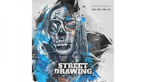 PS动作-涂鸦Street Drawing Photoshop Action