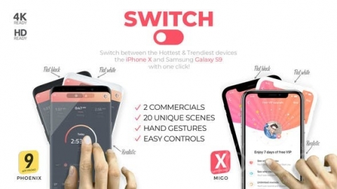 AE模板 应用程序促销 Switch phoneX & s9 App Promo