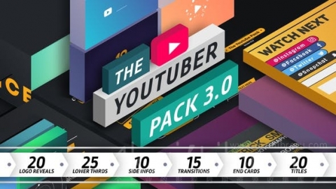 AE模板/PR基本图形预设：社交媒体运动图形包 The YouTuber Pack 3.0