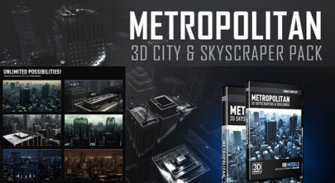 E3D模型：大都市摩天楼模型库Metropolitan Pack WIN MAC+使用教程