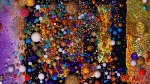 视频素材 4K液体油漆色彩溶解流动水墨创意视频W