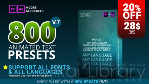 AE模板/PR基本图形预设：800组文字动画预设 800 Text Presets for Premiere Pro & After effects