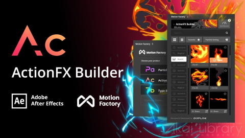 AE扩展预设脚本：二维卡通火焰流体特效包MotionFactory ActionFX Builder