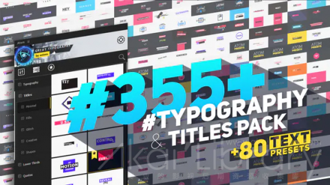 AE扩展预设脚本：355种文字标题排版设计动画预设包Big_Pack_of_Typography_Atom