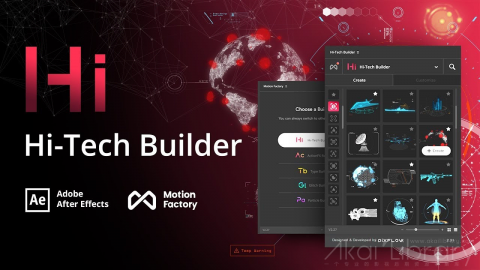 AE扩展预设脚本：高科技军事信息化动态元素包HUD模版MotionFactory Hi Tech Builde v2