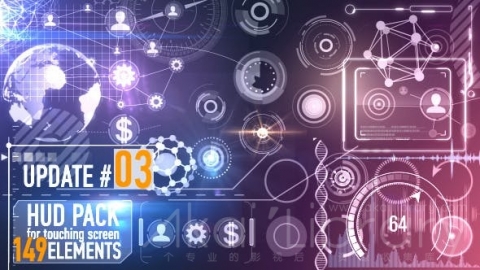 AE模板 149个科技屏幕HUD元素 149 HUD Elements Pack for Touch Screen