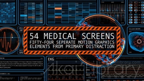 AE模板 54个医疗屏幕高科技 HUD界面元素 54 Medical Screens