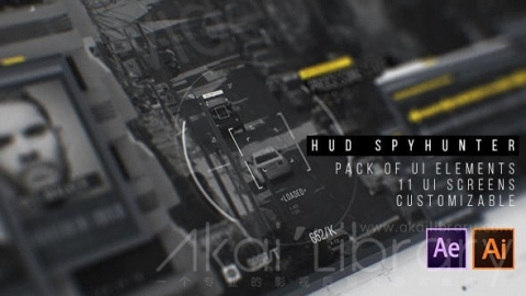 AE模板 信息扫描用户界面屏幕高科技 HUD界面元素 HUD SpyHunter