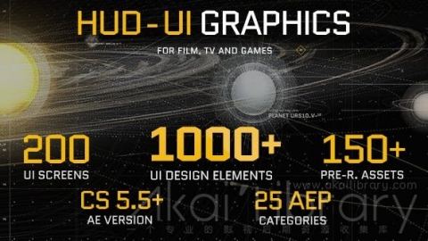 AE模板 用于电影电视和游戏的图形界面屏幕高科技 HUD界面元素 HUD   UI Graphics for FILM TV and GAMES