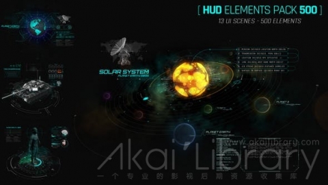 AE模板 控制界面屏幕高科技 HUD界面元素 Hud Elements Pack