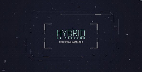 AE模板 图形界面包装用户界面屏幕高科技 HUD界面元素 Hybrid Ui Screens HUD Pack Broadcast 240 Elements Digital Sci fi Interface Technology Iron man