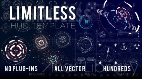 AE模板 图形界面包装用户界面屏幕高科技 HUD界面元素 Limitless HUD Template