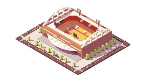 图片素材- 等距篮球场馆体育馆建筑物立体-4