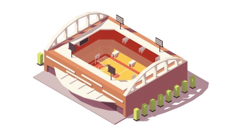 图片素材- 等距篮球场馆体育馆建筑物立体-5