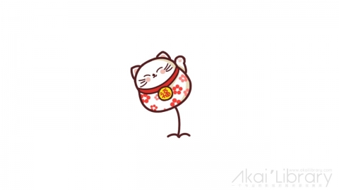 AE模板 卡通招财猫可爱表情花字弹幕元素