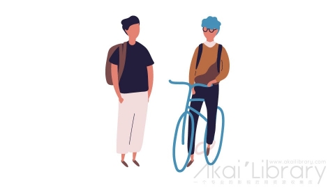 图片素材 扁平交谈骑自行车男人插画卡通日常角色人物-10
