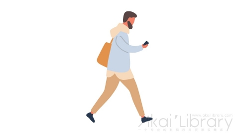 图片素材 扁平走路玩手机男人插画卡通日常角色人物-16