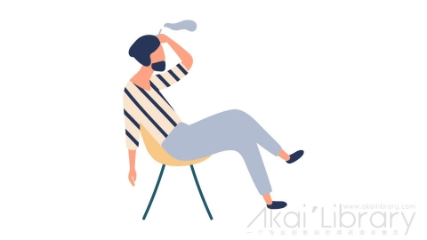 图片素材 扁平坐着抽烟男人插画卡通日常角色人物-2