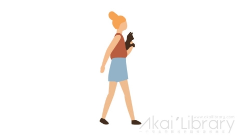 图片素材 扁平抱猫插画卡通日常角色人物-26