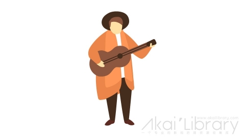 图片素材 扁平弹吉他卖艺唱歌男人插画卡通日常角色人物-32