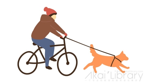 图片素材 扁平遛狗骑自行车插画卡通日常角色人物-11