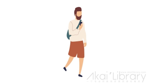 图片素材 扁平胡子看手机男人插画卡通日常角色人物-14