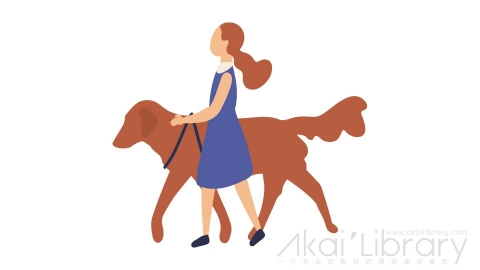 图片素材 扁平遛狗女孩子插画卡通日常角色人物-28