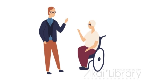 图片素材 扁平轮椅老人交谈插画卡通日常角色人物-50