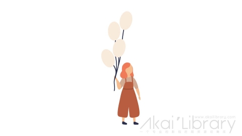 图片素材 扁平拿气球女孩子插画卡通日常角色人物-58