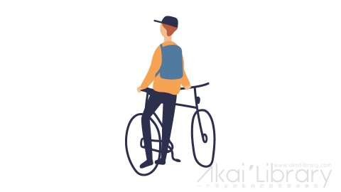 图片素材 扁平推自行车戴帽子男人插画卡通日常角色人物-33