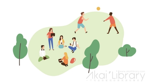 图片素材 扁平公园聚会运动插画卡通生活场景-22