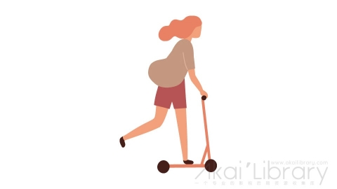 图片素材 扁平滑板车女人插画卡通日常角色人物-16